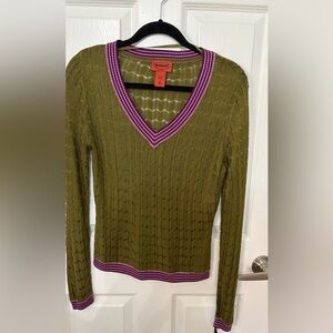 Missoni Olive and Purple V-Neck Sweater